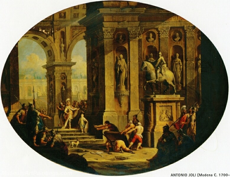 A Capriccio of a Classical Palace with Alexander at the Tomb of Achilles Painting