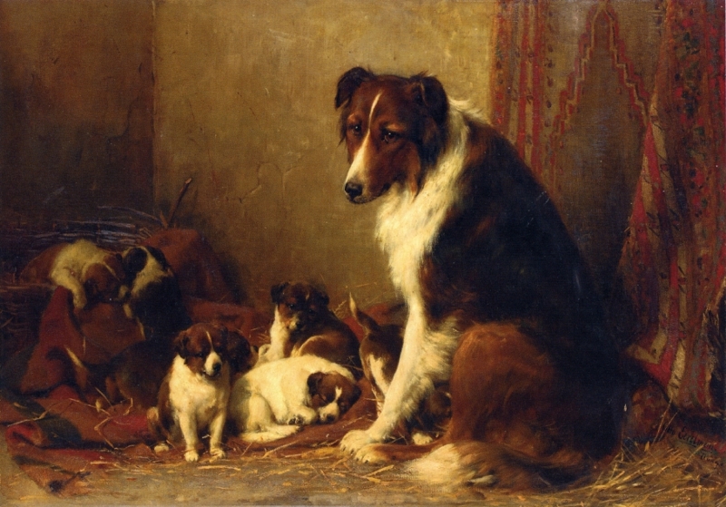 A Collie and Her Puppies by Otto Eerelman