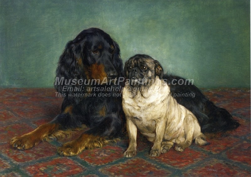 A Gordon Setter and a Pug by Otto Bache