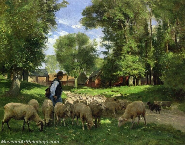 A Shepherd and His Flock Painting