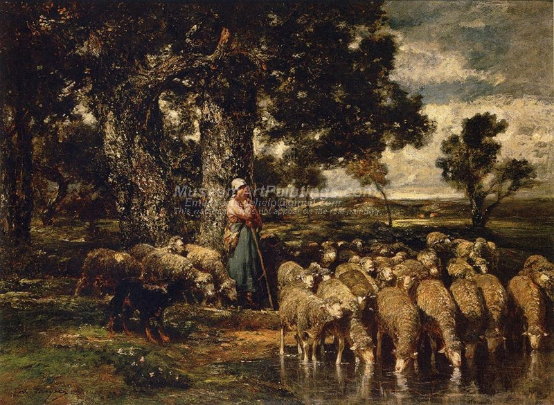 A Shepherdess with Her Flock