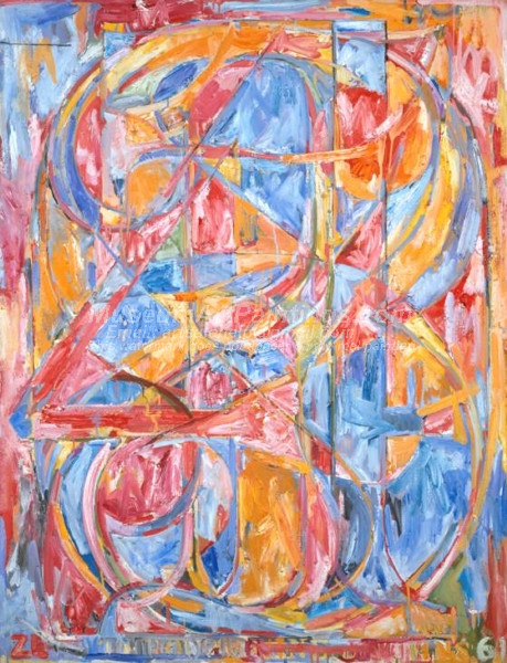 Abstract Oil Painting 0 through 9 by Jasper Johns