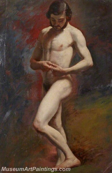 Academic Study of a Male Nude Standing Painting