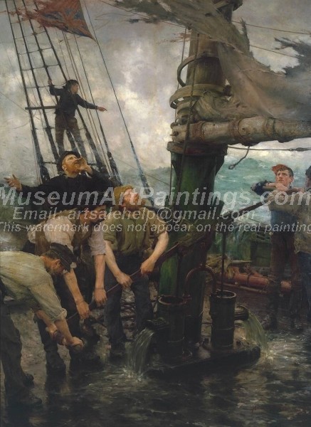 All Hands to the Pumps Painting by Henry Scott Tuke