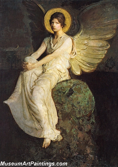 Angel Paintings Winged Figure Seated upon a Rock