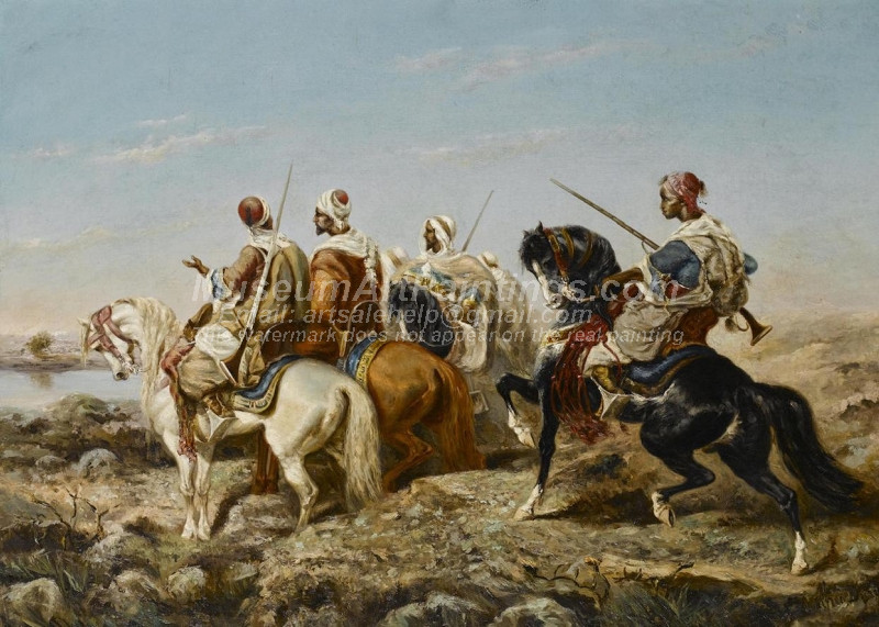 Arab Horsemen Approaching a River