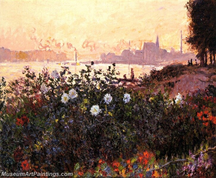 Argenteuil Flowers by the Riverbank Painting