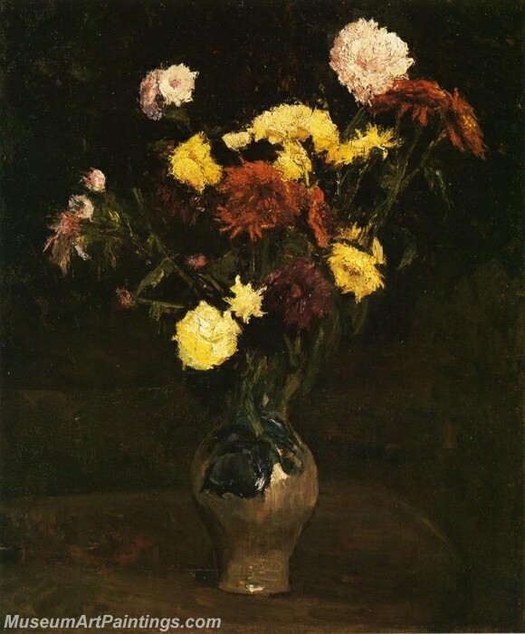 Basket of Carnations and Zinnias Painting