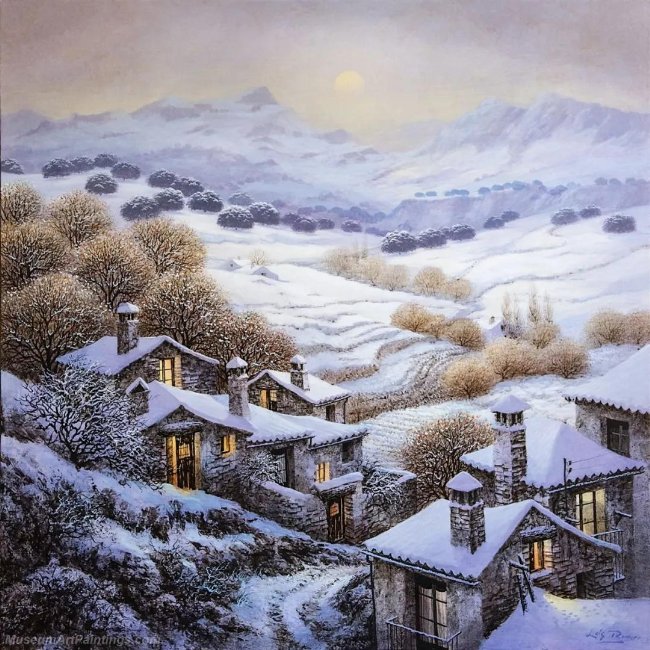 Beautiful Night Landscape Paintings BNL049