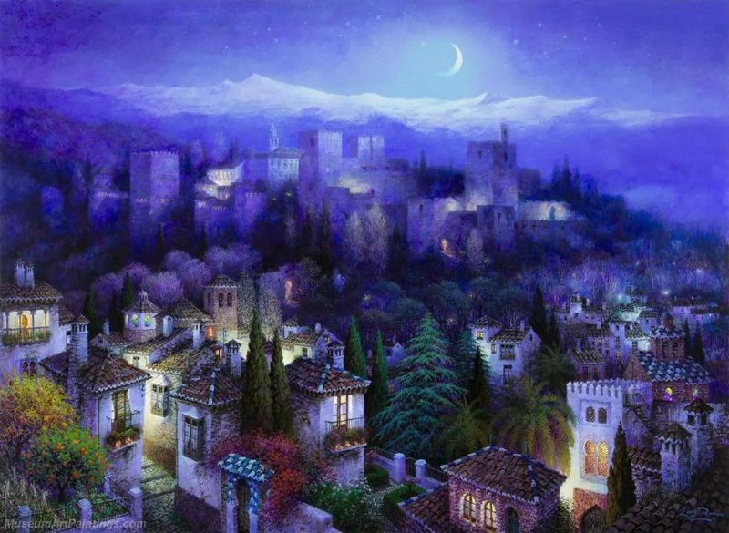 Beautiful Night Landscape Paintings BNL060