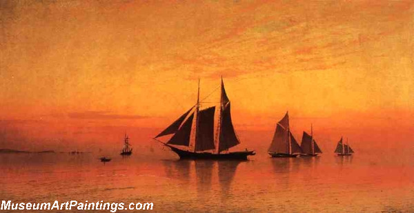 Boat Painting Calm at Sunset