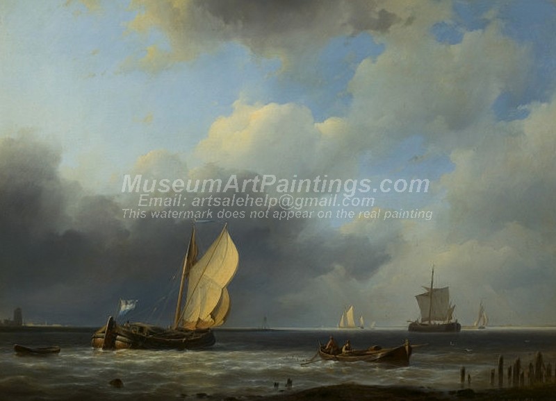 Boat Paintings Sea Piece a Threatening Sky