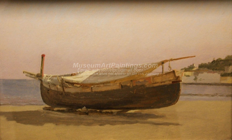 Boat dragged on shore by Christen Kobke
