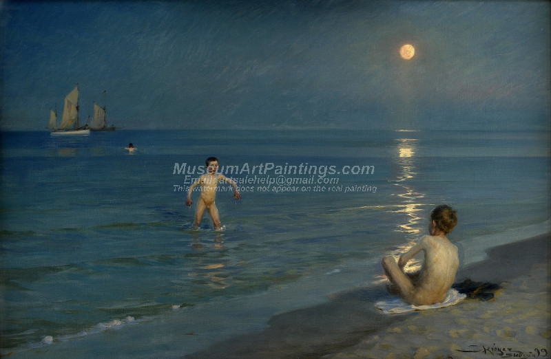 Boys Bathing at Skagen Summer Evening by Peder Severin Kroyer
