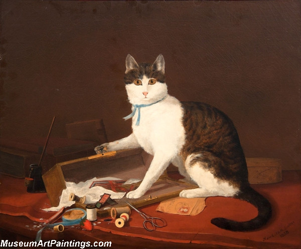 Cat Portrait Painting Mischief by Newbold Hough Trotter
