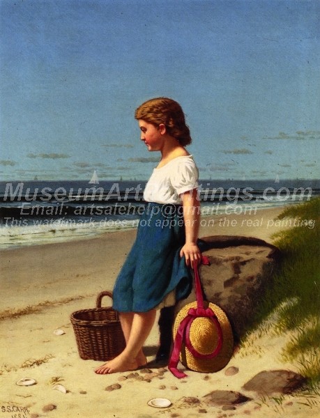 Children Paintings Young Girl at the Seashore