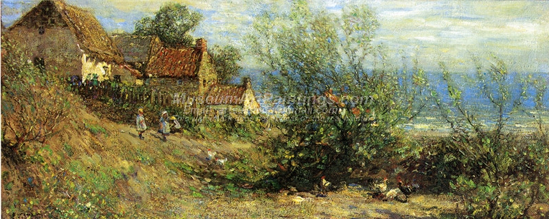 Children Playing near a Cottage