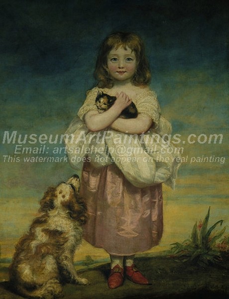 Childrens Paintings A Little Girl Nursing a Kitten