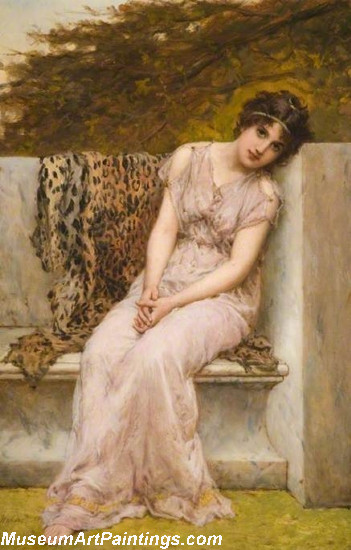 Classical Paintings Portrait of a Young Woman Sitting on a Marble Seat
