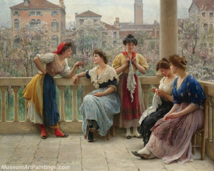Conversation On The Terrace Venice Painting