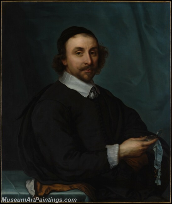 Cornelis Jonson van Ceulen the Younger Portrait of a Man with a Watch Painting