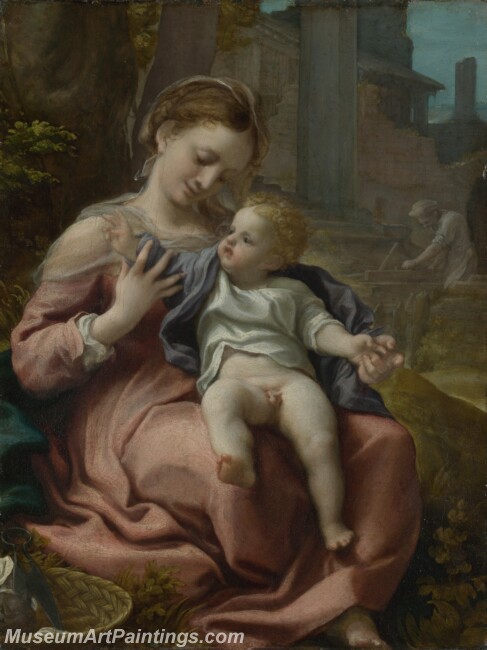 Correggio The Madonna of the Basket Painting