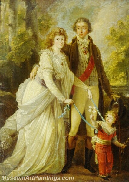 Count Nikolai Tolstoy with his wife Anna Ivanovna and their son Alexander Painting