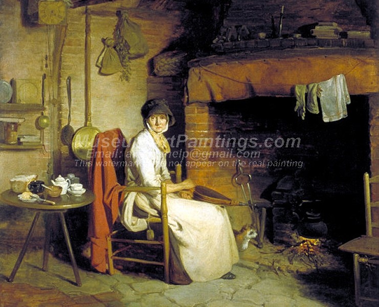 Countryside Paintings A Cottage Interior An Old Woman Preparing Tea