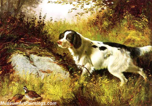 Dog Painting Dog and Quail