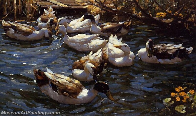Ducks in the Reeds under the Boughs Painting