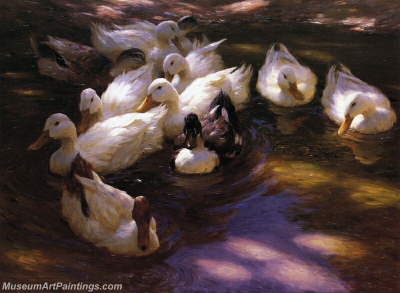 Eleven Ducks in the Morning Sun Painting