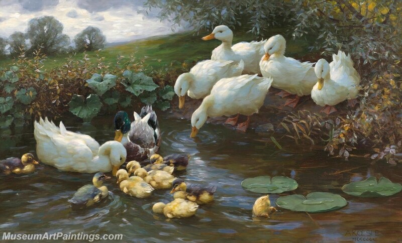Family of ducks at the water Painting