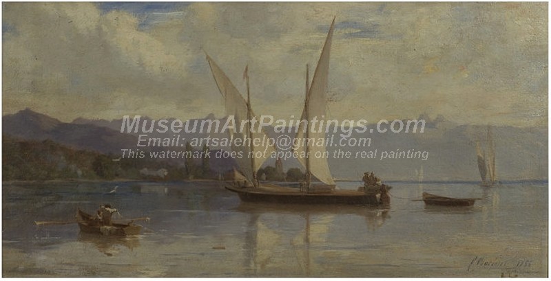 Famous Boat Paintings Lake Geneva with Sailing Boats