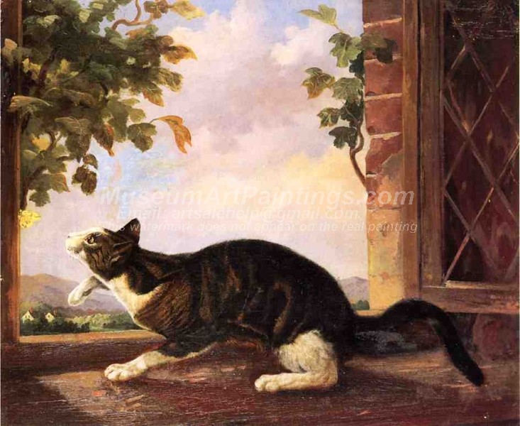 Famous Cat Paintings Cat Stalking a Butterfly
