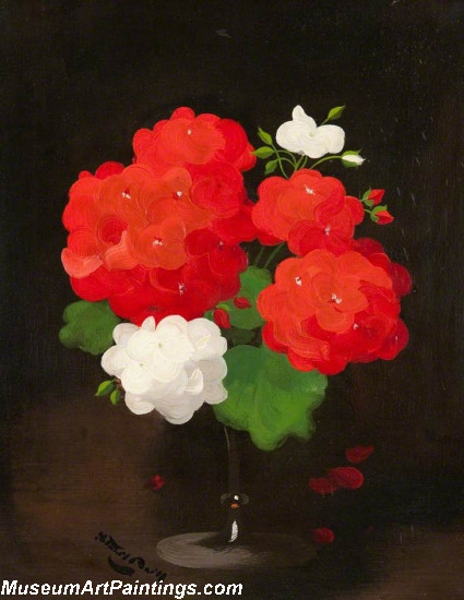 Famous Flower Paintings Flower Study Red and White Geraniums