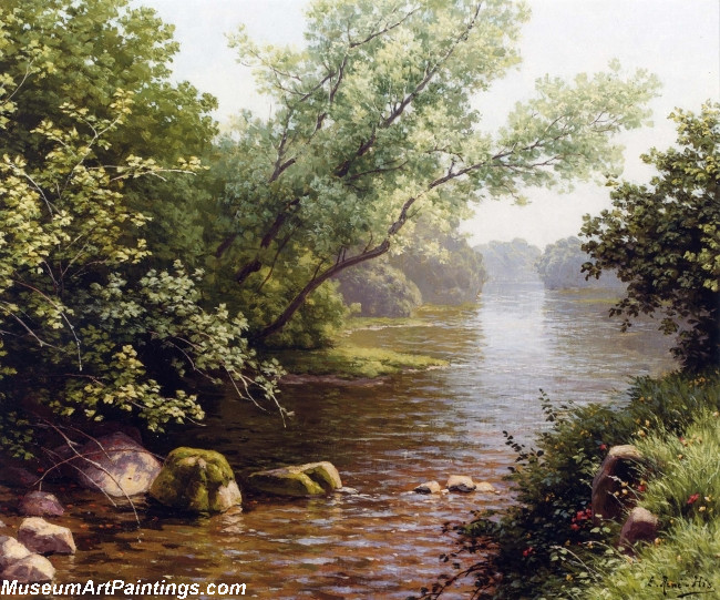 Famous Landscape Paintings A River Scene in France