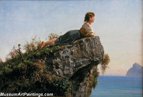 Fanciulla sulla roccia a Sorrento by Filippo Palizzi