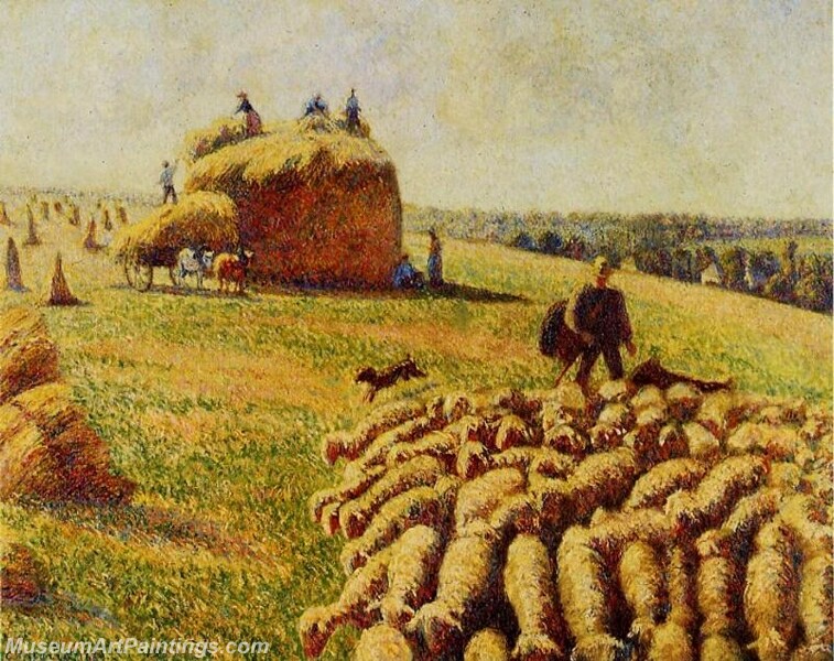 Flock of Sheep in a Field after the Harvest Painting