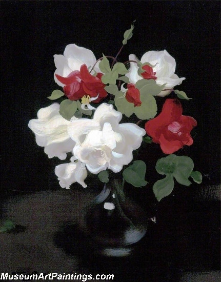 Flower Oil Painting Red and White Roses 1