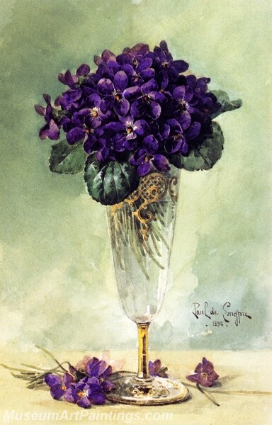 Flower Painting Violets in a Glass Goblet