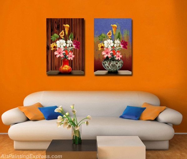 Flower Paintings Modern Wall Art Canvas Prints Sets Of 2 FPW053