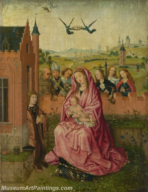 Follower of Lieven van Lathem The Virgin and Child with Saints and Donor Painting