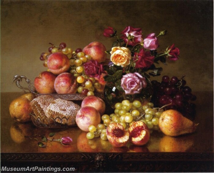 Fruit Still Life with Roses and Honeycomb Painting