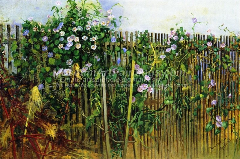 Garden Oil Painting Morning Glories