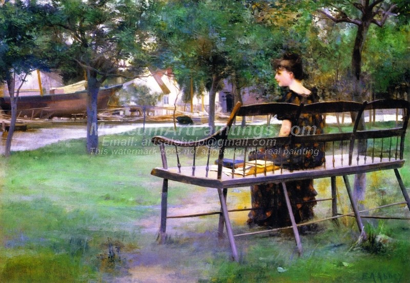 Garden Oil Paintings Woman on a Park Bench