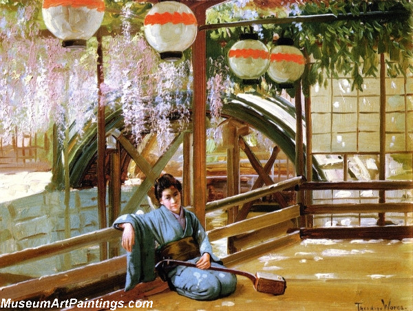 Garden Painting A Japanese Bridge