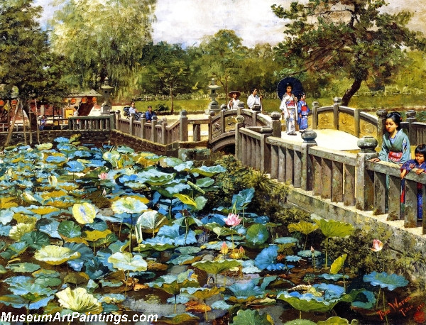 Garden Painting Lotus Pond Shiba Tokyo