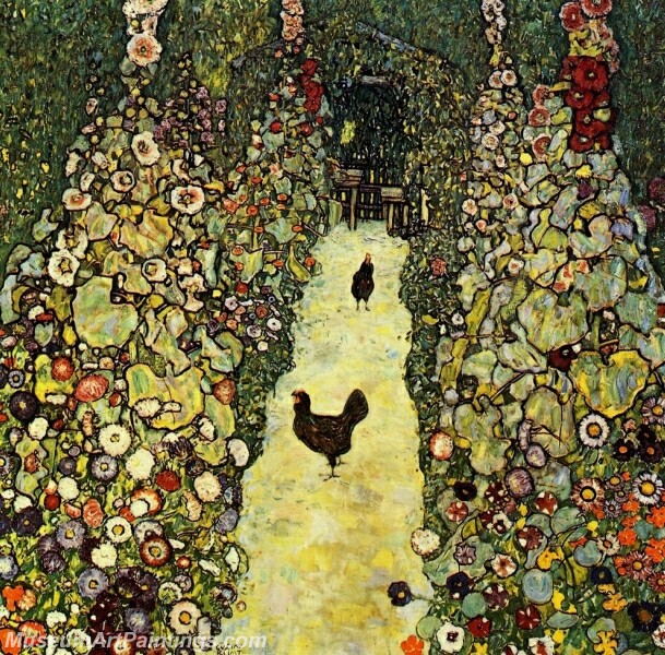 Garden with Roosters Painting