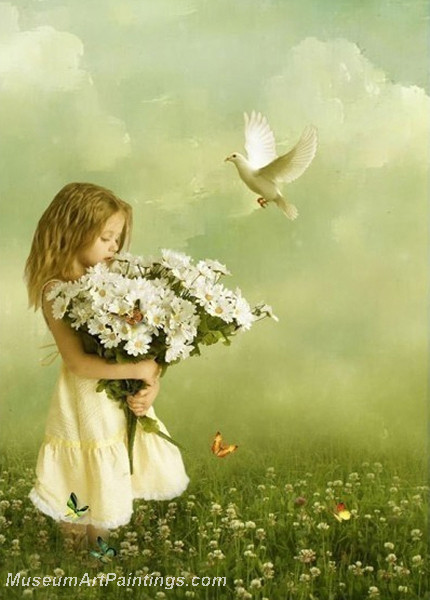 Girl Holding the Daisies Oil Painting