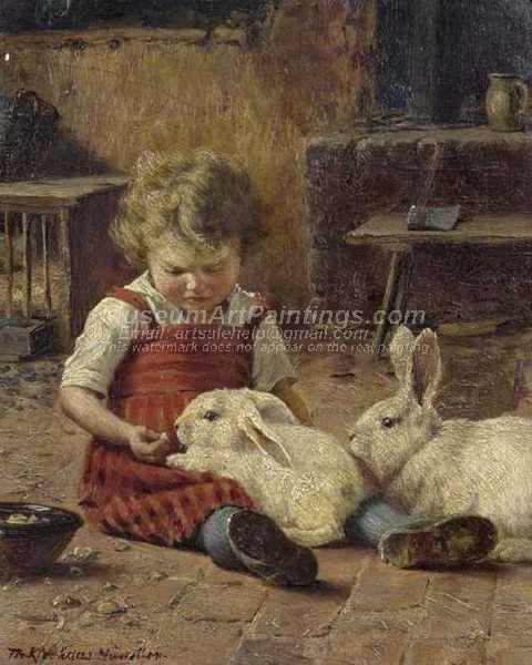 Girl with two hares
